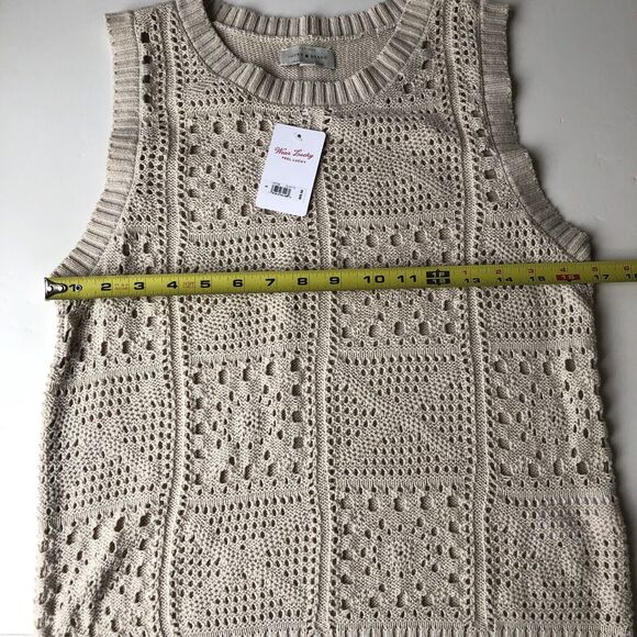 Lucky Brand Women’s Crochet Sweater Vest Beige / Ivory Small NWT - Picture 4 of 14